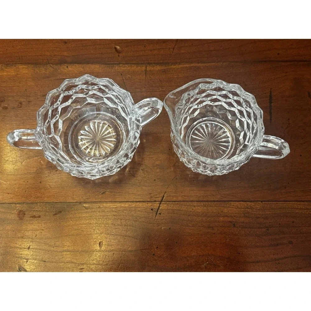 American Clear by Fostoria Sugar & Creamer Set Vintage Pressed Glass
